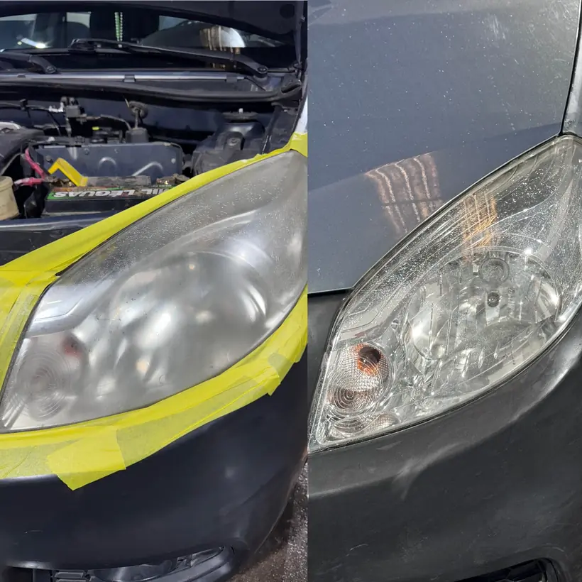 Antes y después de una óptica: amarillenta a la izquierda, cristalina a la derecha